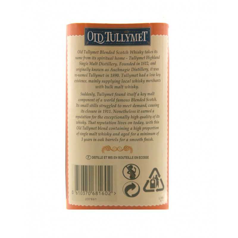 OLD TULLYMET - Blended Scotch, 70cl, 40%, Whisky Écossais