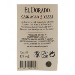 El Dorado, Rhum, 5 ans, 70cl, 40%