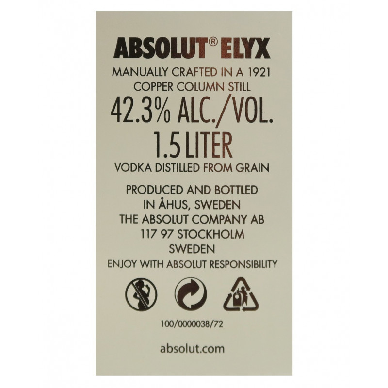 Absolut Elyx, Vodka, 42,3%, 150cl