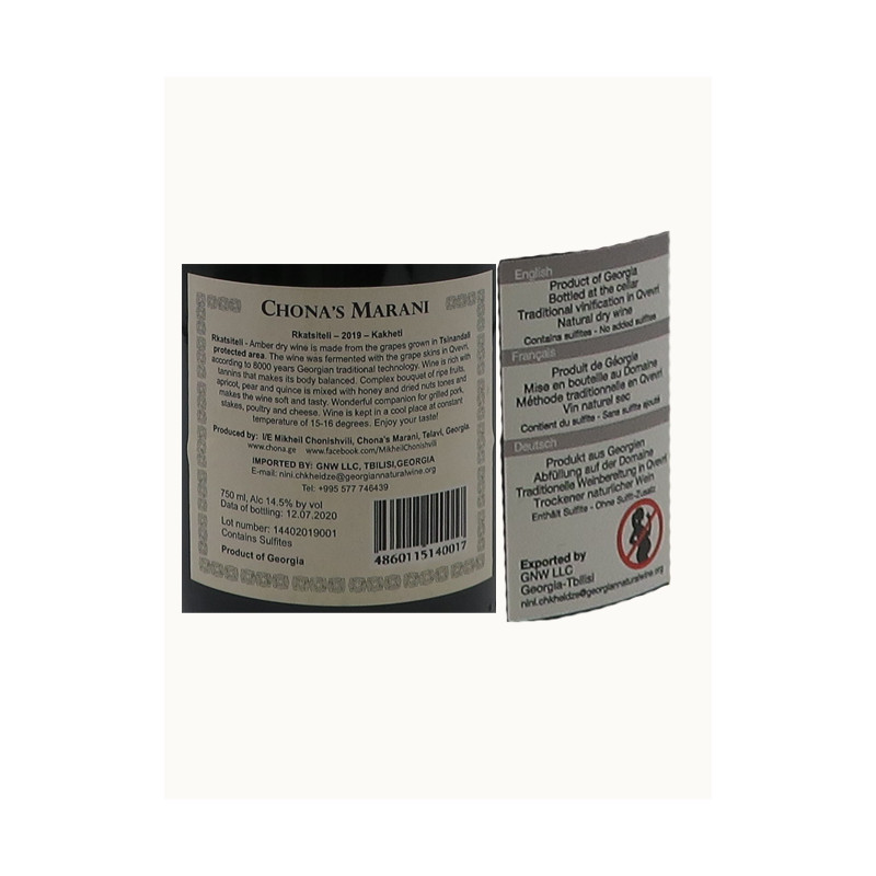 Chona's Marani Rkatsiteli Orange 2019 75cl